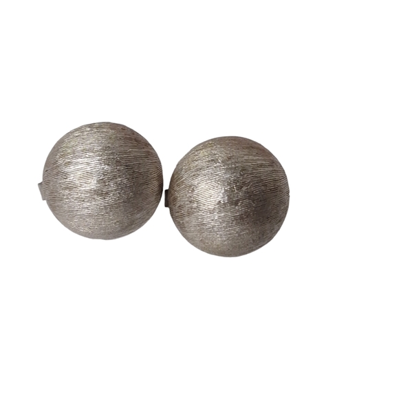 Vintage Crown Trifari Clip On Earrings Brushed Silver Tone Round Button Design - Picture 1 of 6